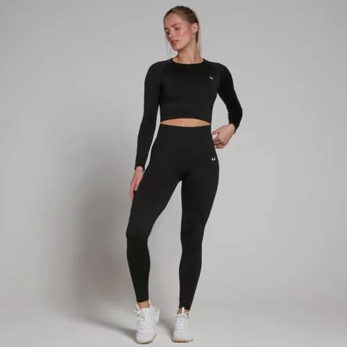 MP Női Shape Seamless Hosszú Ujjú Crop Top - Fekete