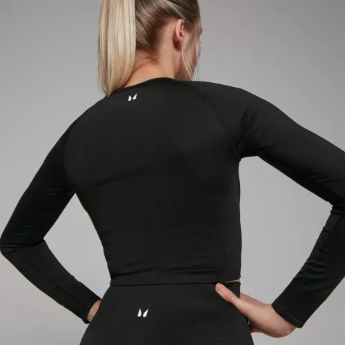 MP Női Shape Seamless Hosszú Ujjú Crop Top - Fekete