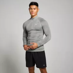 MP Férfi Tempo Pillar Graphic Seamless 1/4 Zip  - Szürke