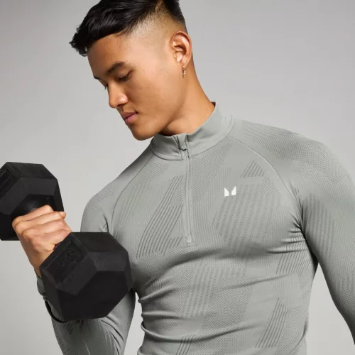 MP Férfi Tempo Pillar Graphic Seamless 1/4 Zip  - Szürke